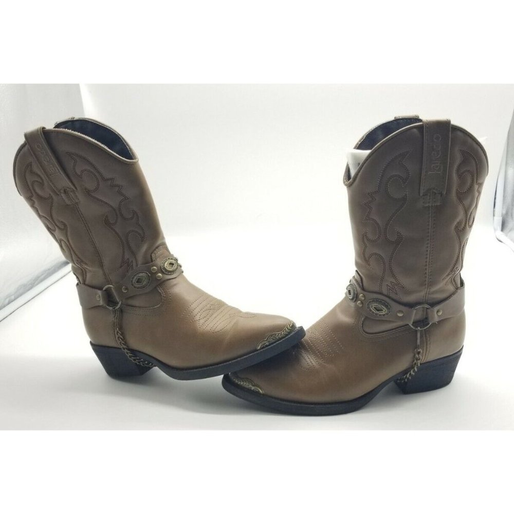 Laredo Western Boots Youth Size 4D - Harness Metal Tips LC3210 Brown Dan Post